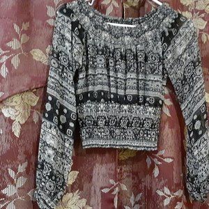 Max Rave Sheer Blouse Cropped Top Size XS